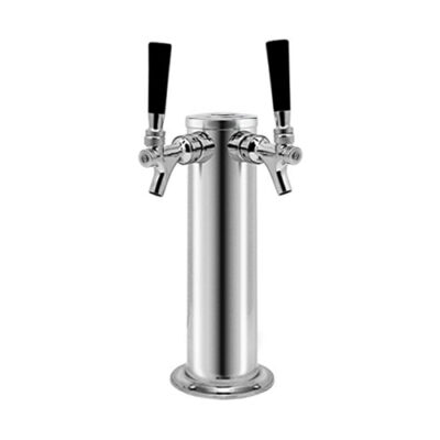Stainess Steel Beer Tower with Dual Taprite Self Closing Faucets