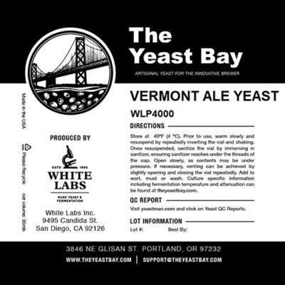 The Yeast Bay Vermont Ale Liquid Yeast WLP4000