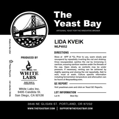 The Yeast Bay WLP4052 Lida Kveik Ale Liquid Yeast